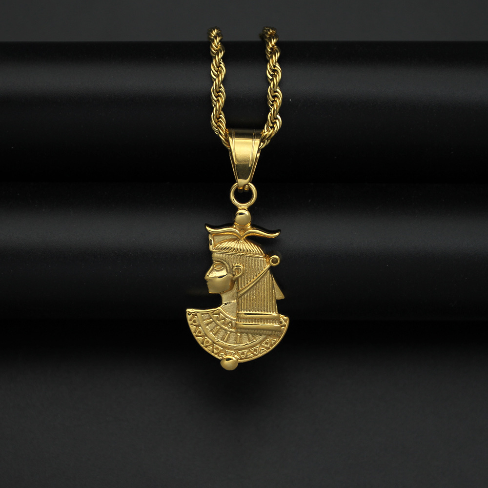 Men Fashion Egypt - Kalung liontin pria baja tahan karat,