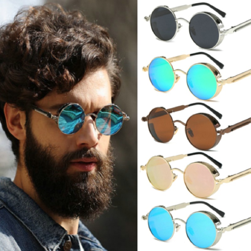 Men'S Fashion Round Glasses - Kacamata Steampunk Logam Pria Wanita Fashion