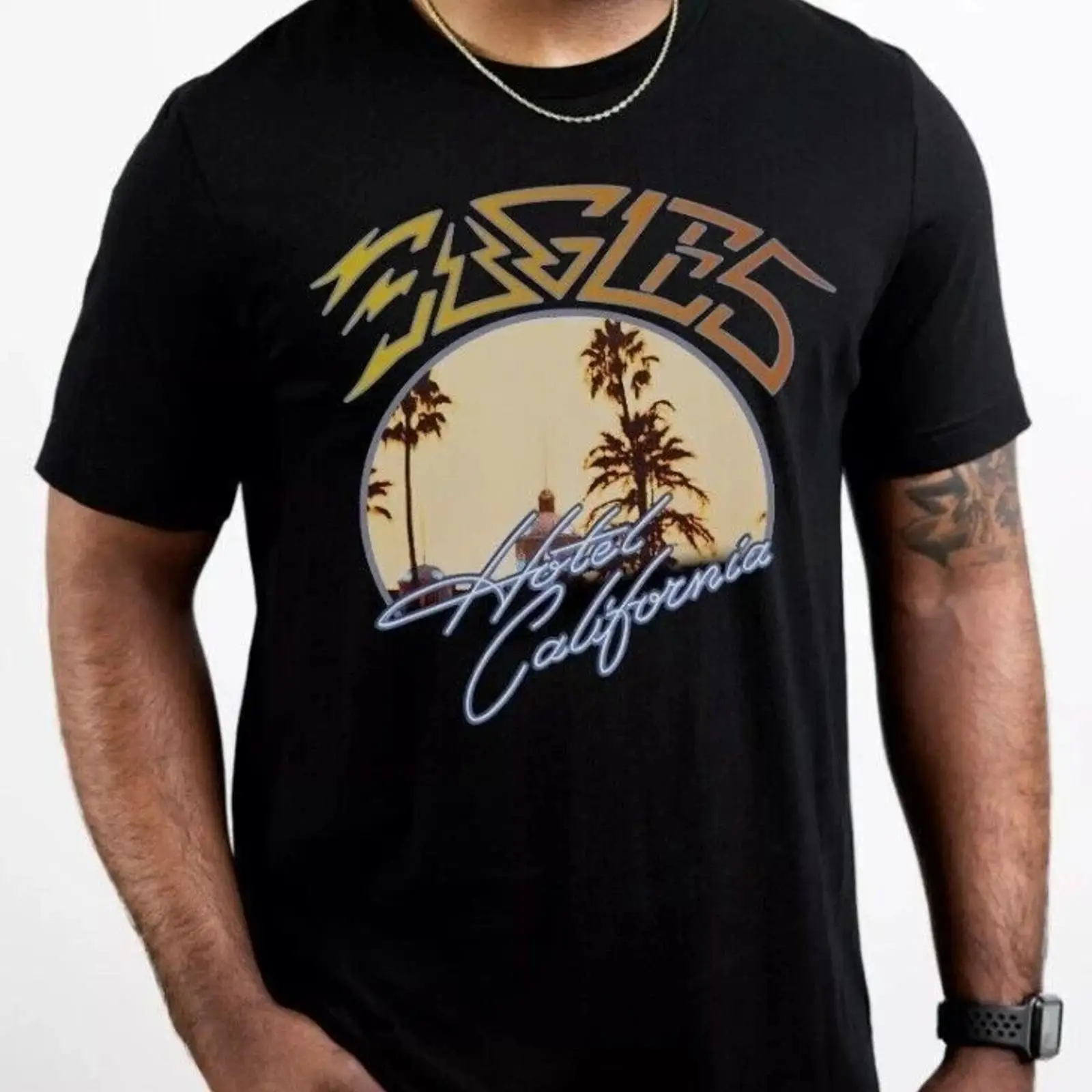 Mens Fashion Style Images - Kaos Sunset California Rock Hitam Gaya