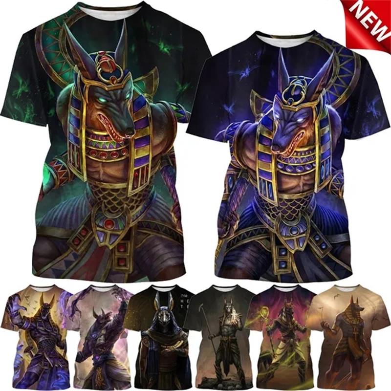 Men Fashion Egypt - Grim Reaper Anubis 3D T-shirt lengan