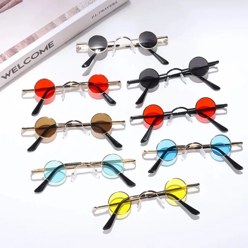 Men'S Fashion Round Glasses - Kacamata Hitam Punk Batu Bulat Kecil