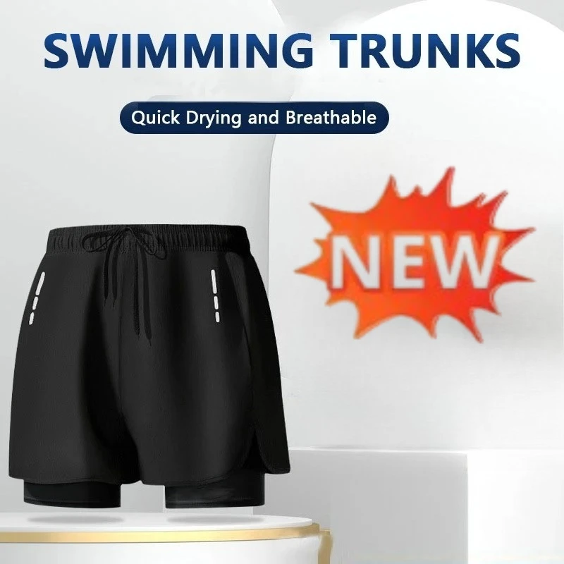Swim Trunk Shorts - Celana Renang Pria 2-in-1, Cepat Kering,
