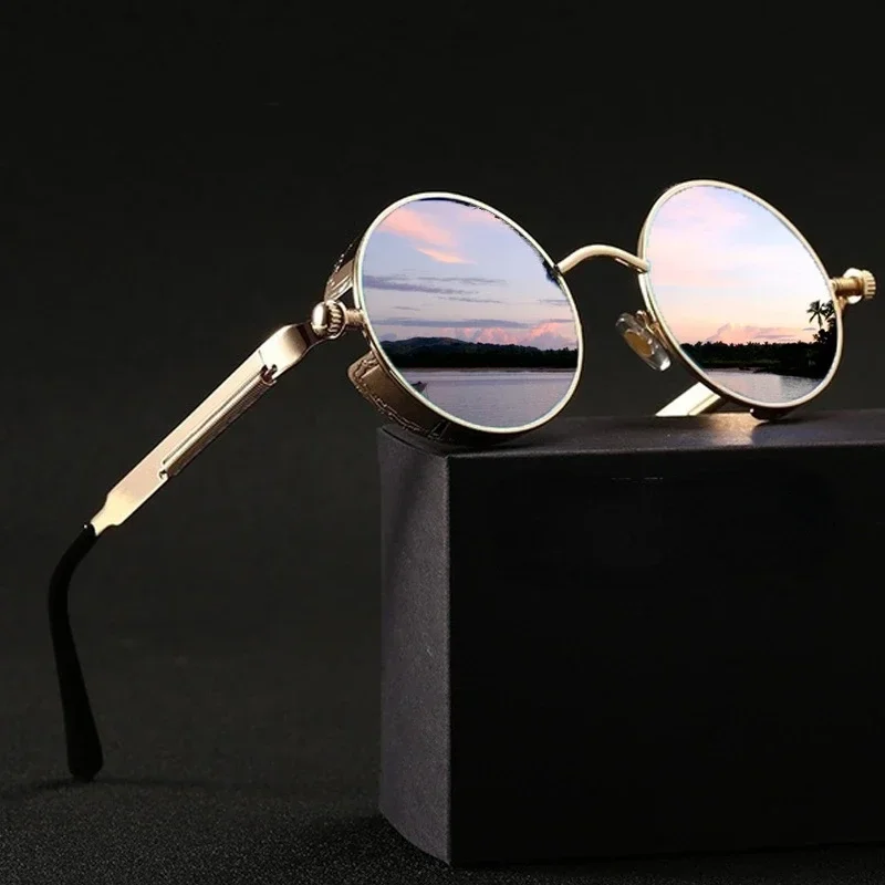 Men'S Fashion Round Glasses - Kacamata Hitam Sporty Klasik Gaya Steampunk