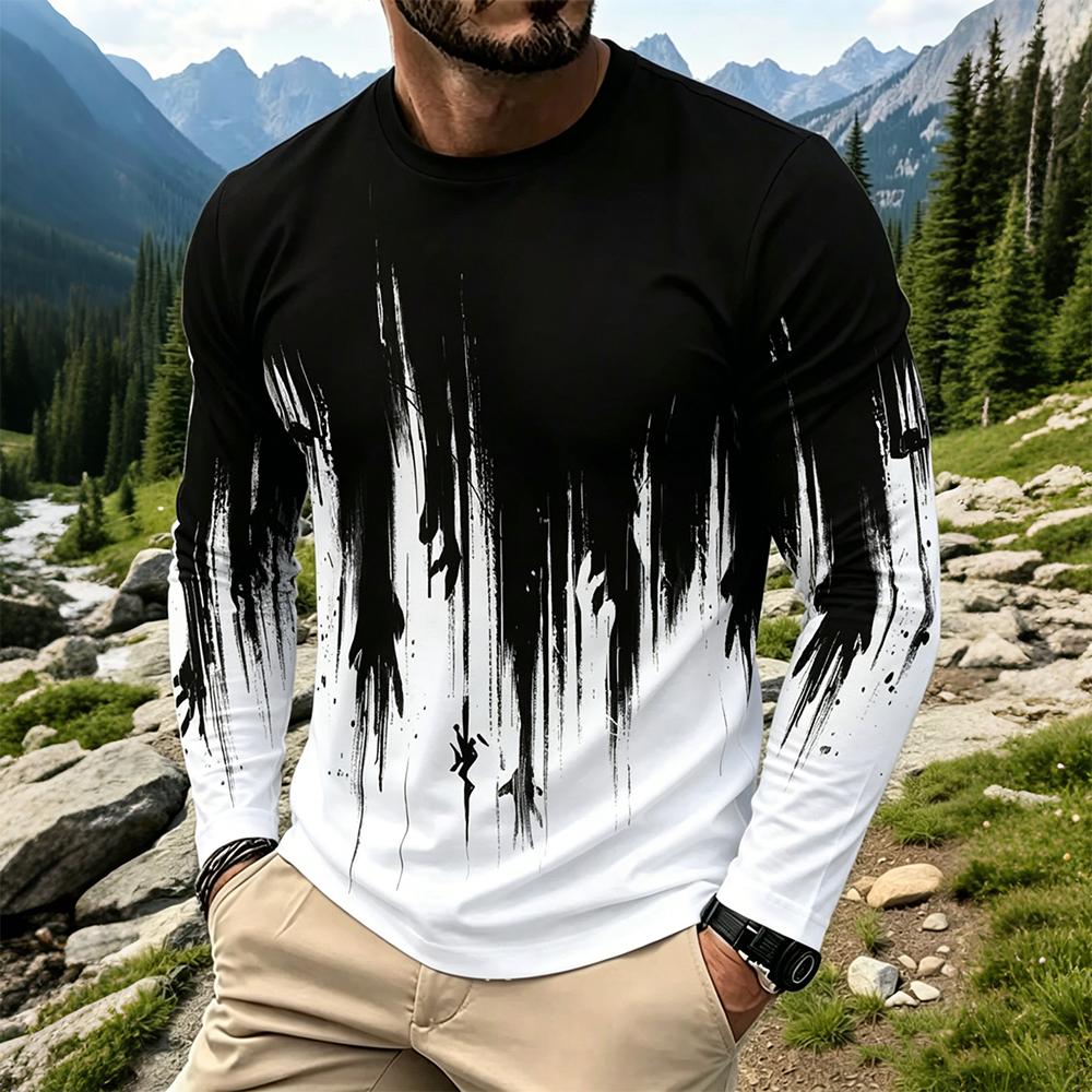 Men'S Spring Fashion - Kaos Lengan Panjang Pria Motif Tinta