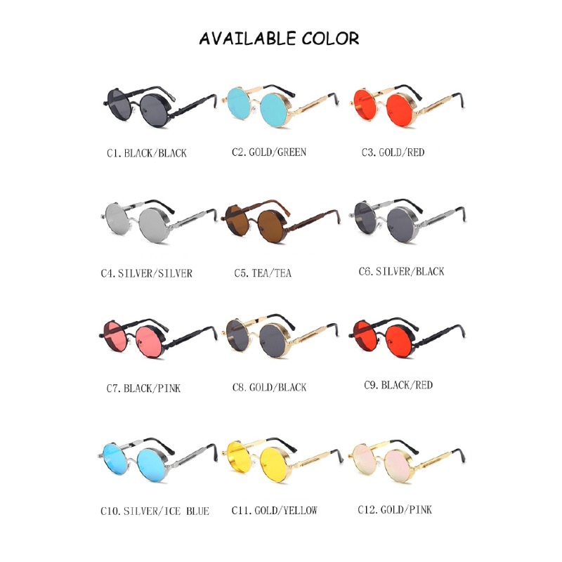 Kacamata Steampunk Logam Pria  - Men'S Fashion Round Glasses ulasan dan harga