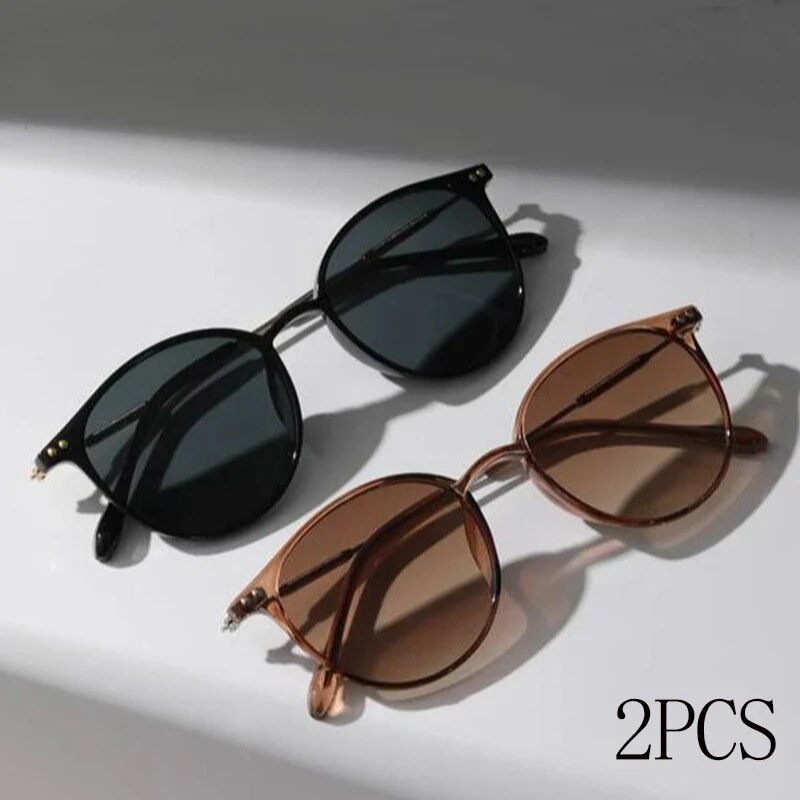 2PCS Kacamata Hitam Bulat Keci - Men'S Fashion Round Glasses ulasan dan harga