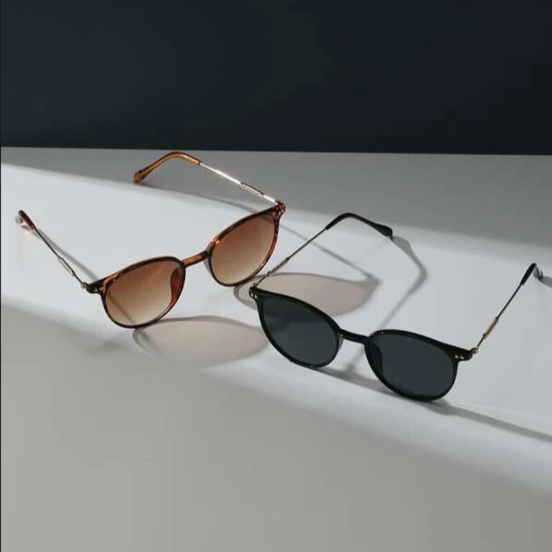 2PCS Kacamata Hitam Bulat Keci - Men'S Fashion Round Glasses ulasan dan harga